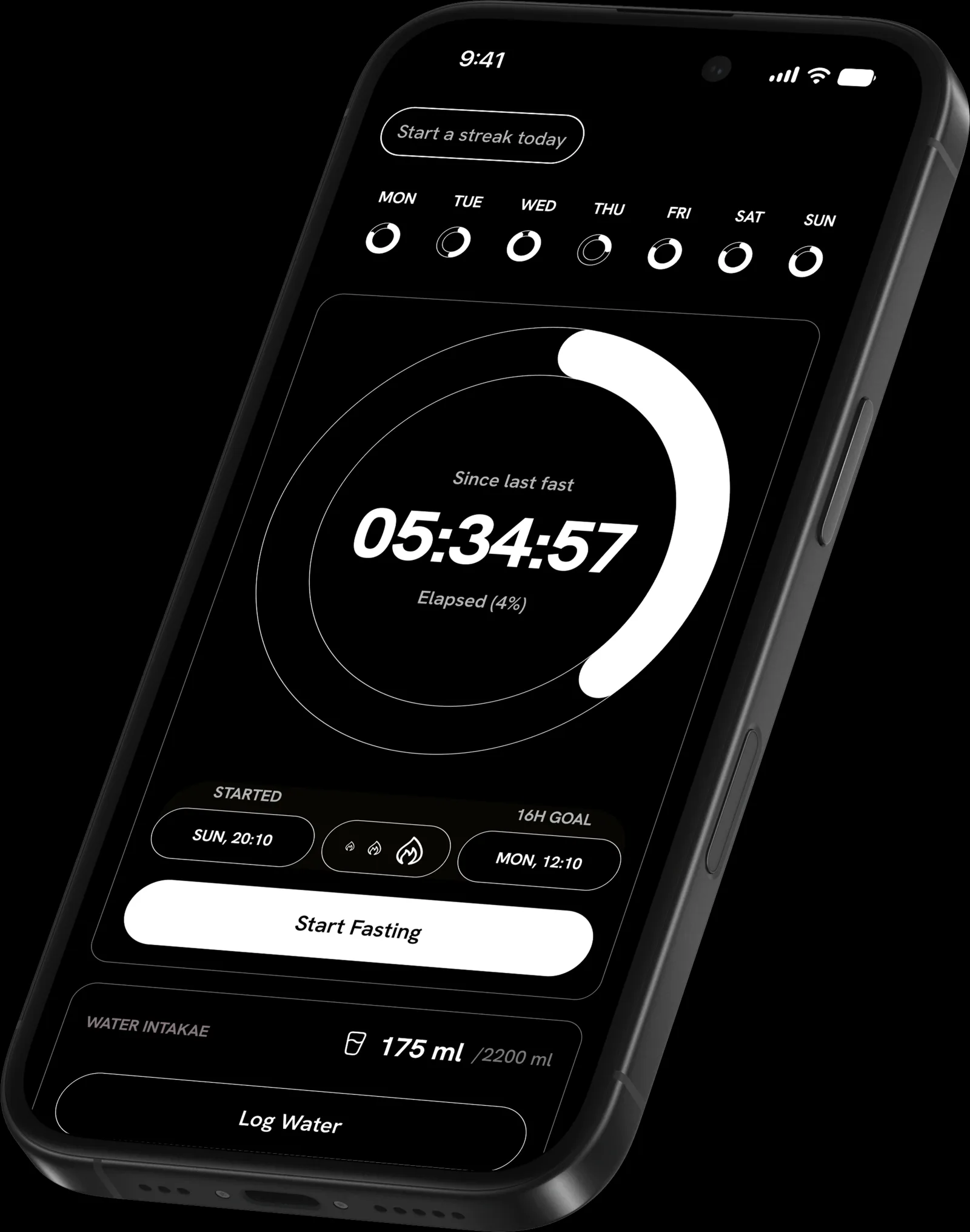 Pause Home showing the fasting timer and today’s progress